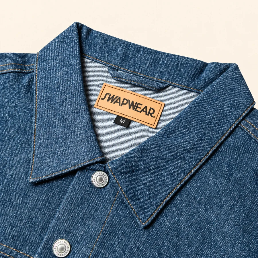 Blu Stone Denim Jacket: denim, collar and snap detail