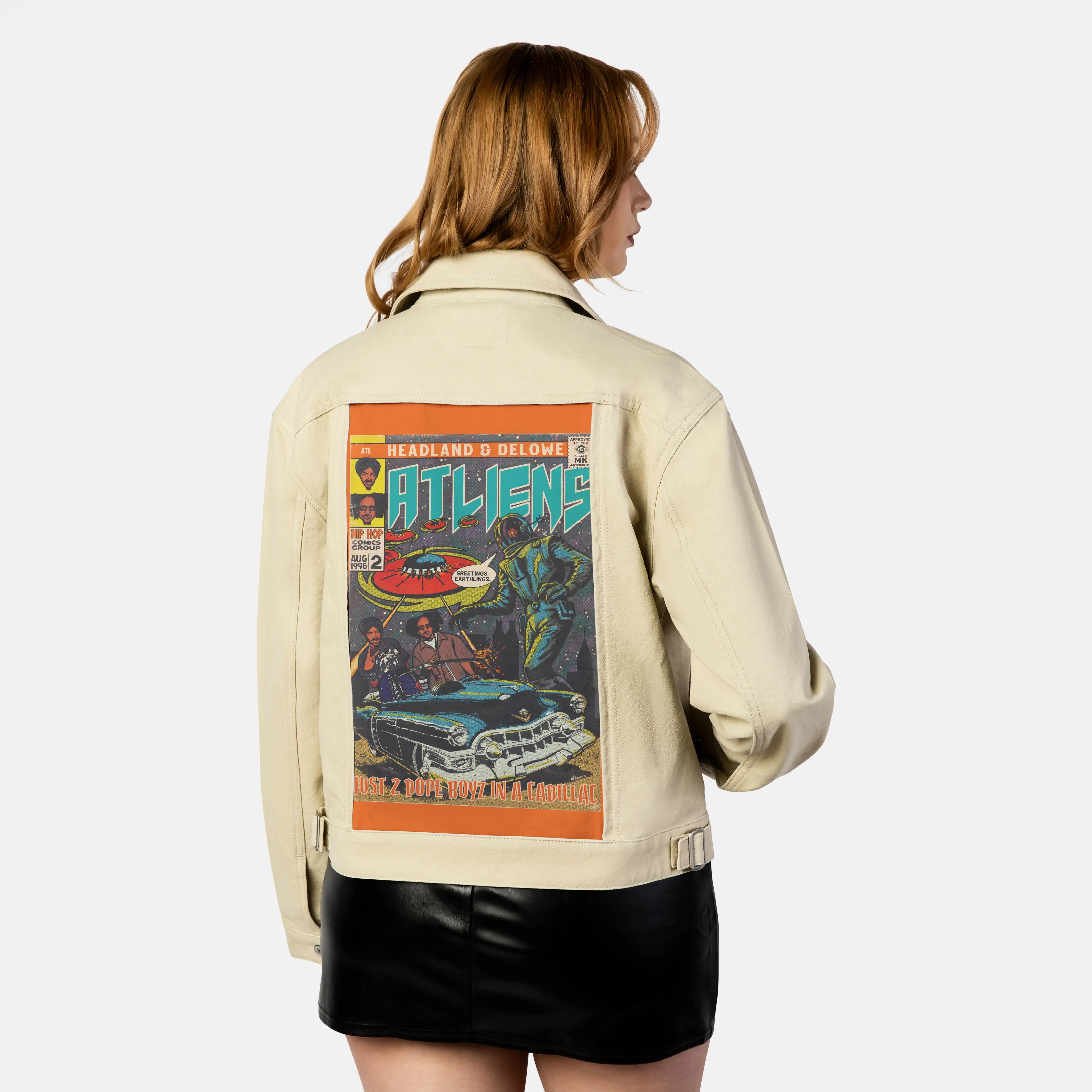 2dopeboyz patch on female atelier canvas jacket in tan