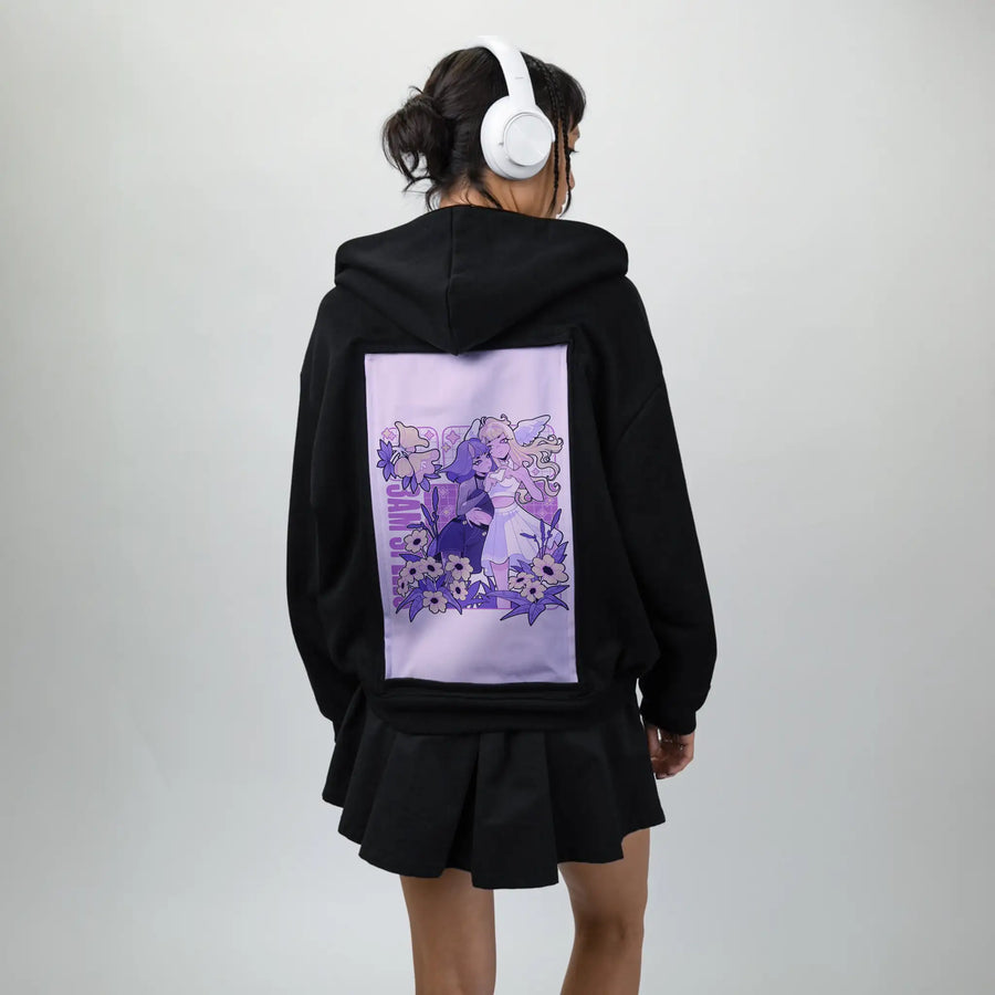 3amspells patch on female essential zip hoodie in after hours