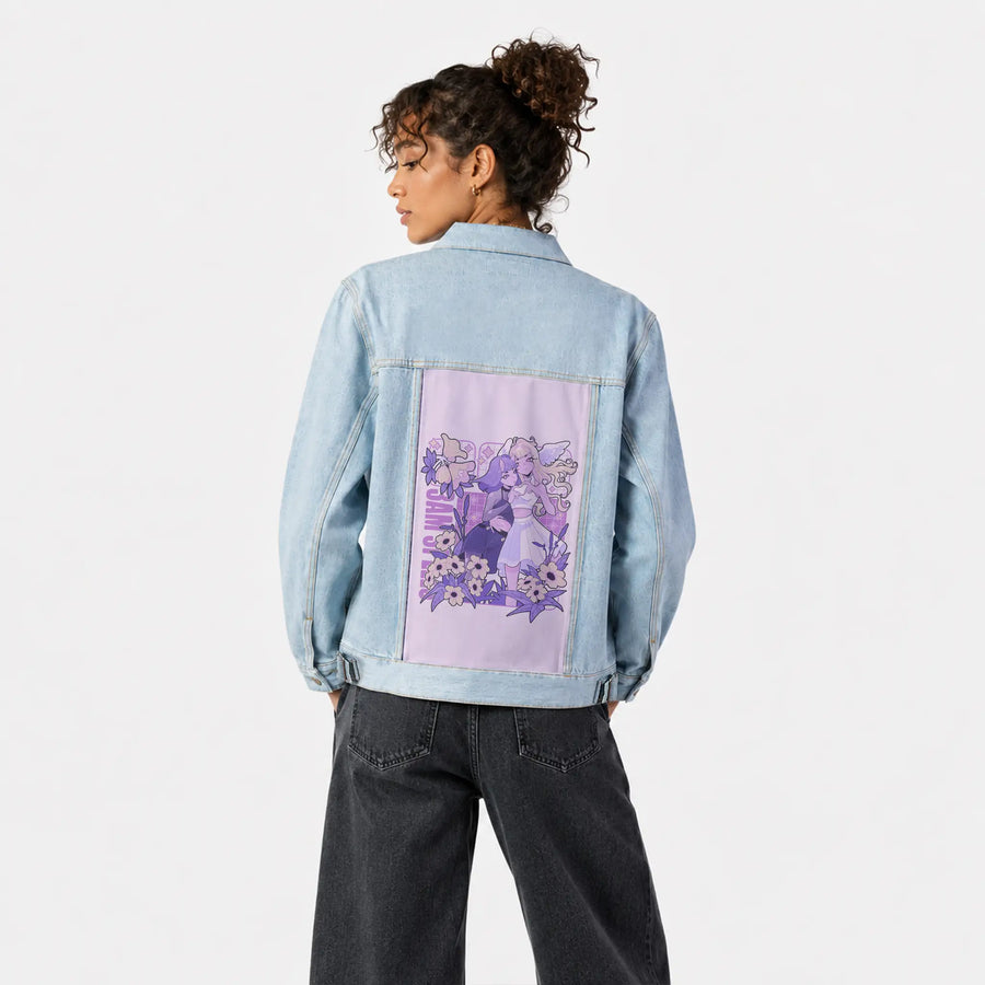 3amspells patch on female og denim jacket in oceanside