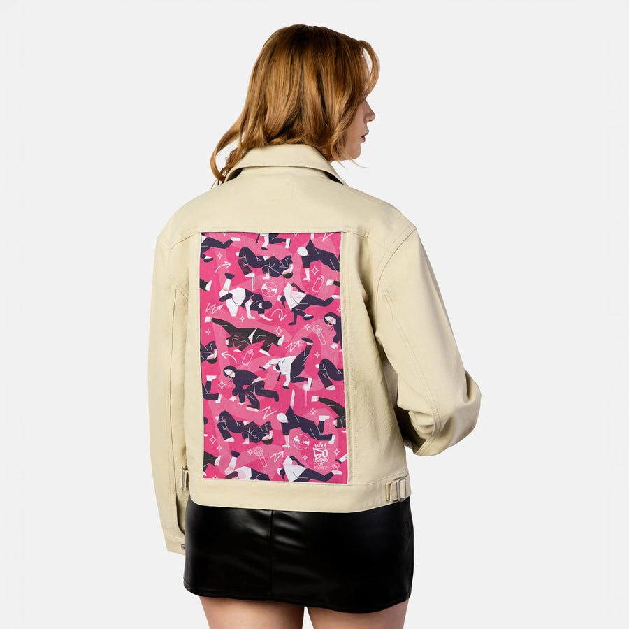50yearsofhiphop patch on female atelier canvas jacket in tan