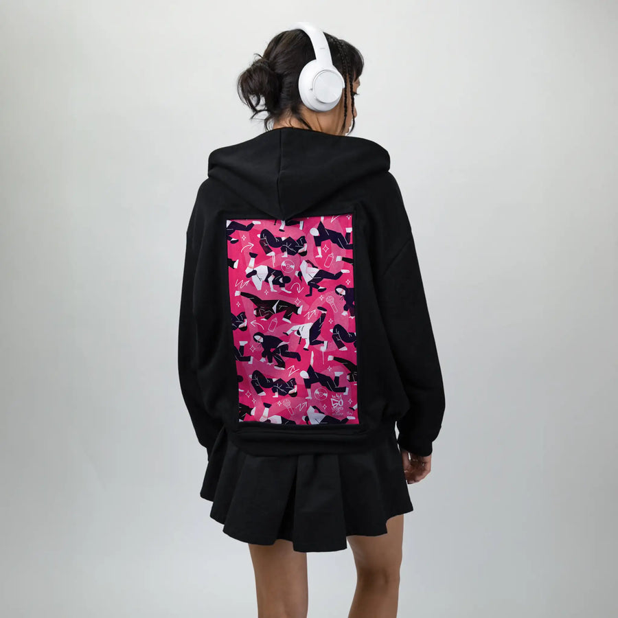 50yearsofhiphop patch on female essential zip hoodie in after hours