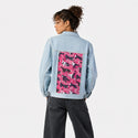 50yearsofhiphop patch on female og denim jacket in oceanside
