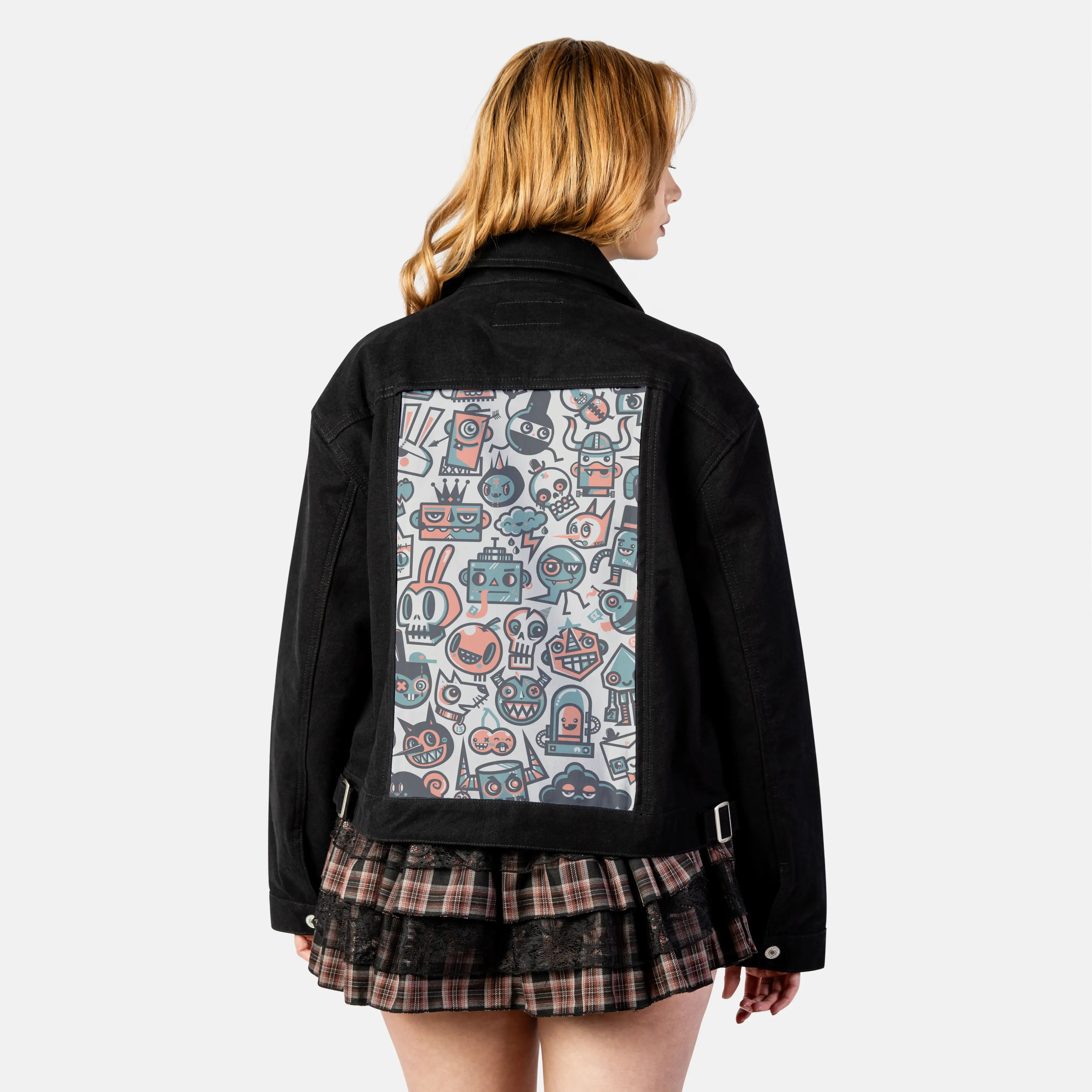61cartoons patch on female atelier canvas jacket in nightfall