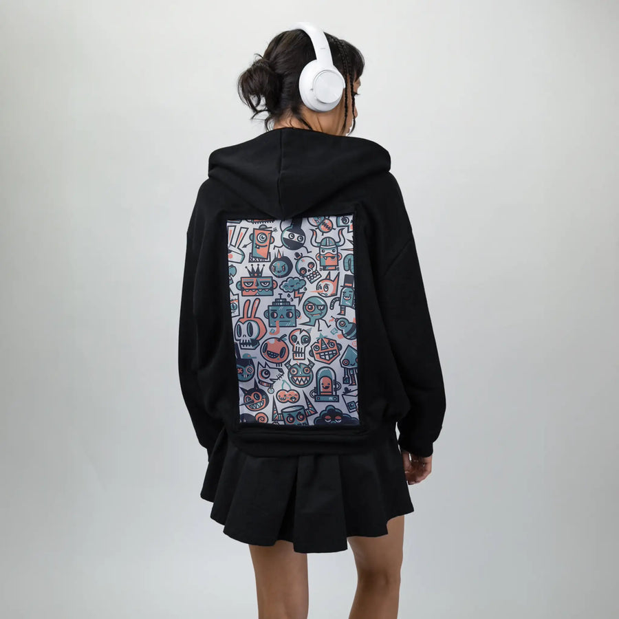 61cartoons patch on female essential zip hoodie in after hours