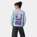 711night patch on female og denim jacket in oceanside