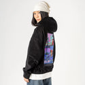 711night patch on female retro cord hoodie in onyx