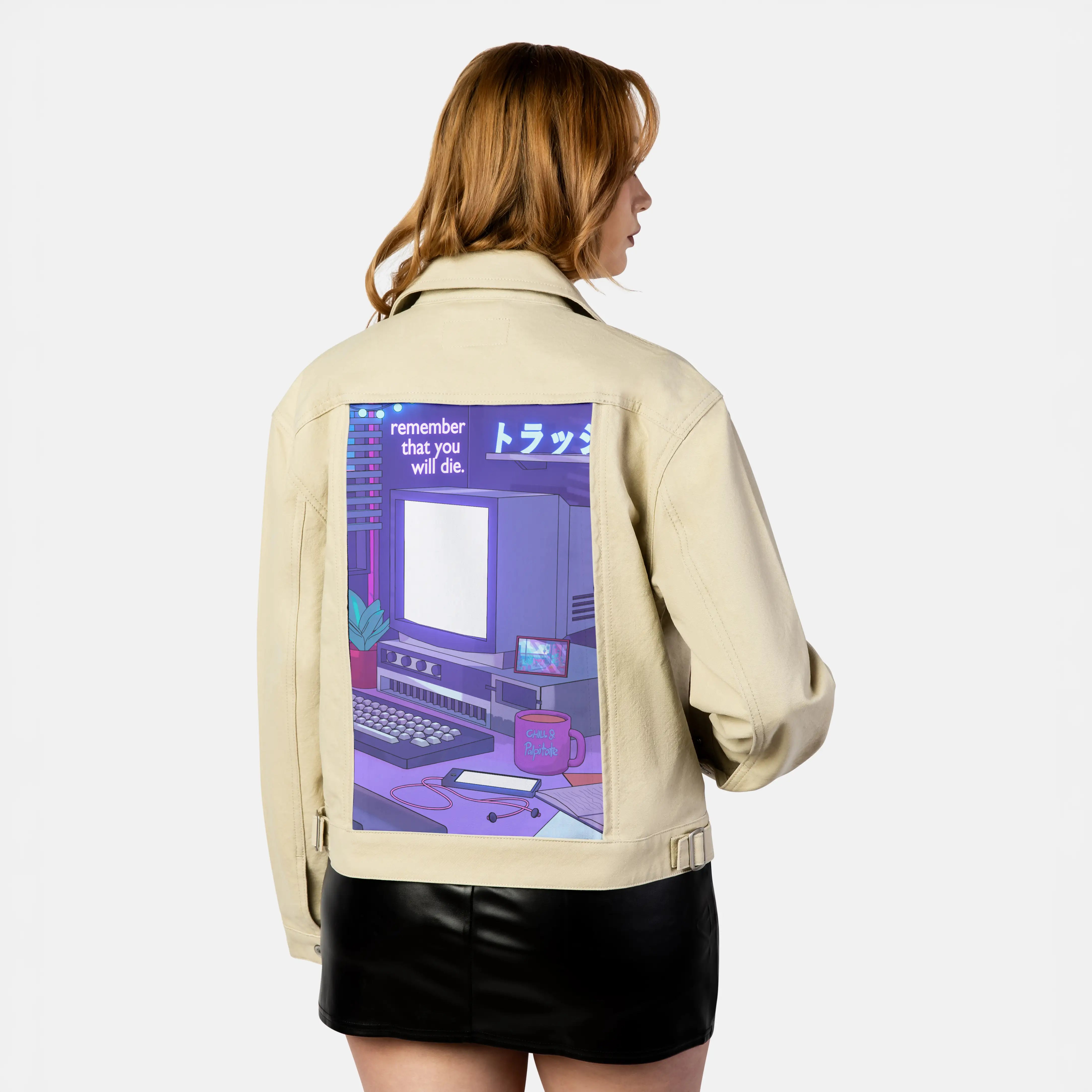 90spc patch on female atelier canvas jacket in tan