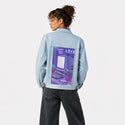90spc patch on female og denim jacket in oceanside