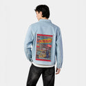 99problems patch on male og denim jacket in oceanside