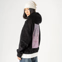 9lives patch on female retro cord hoodie in onyx