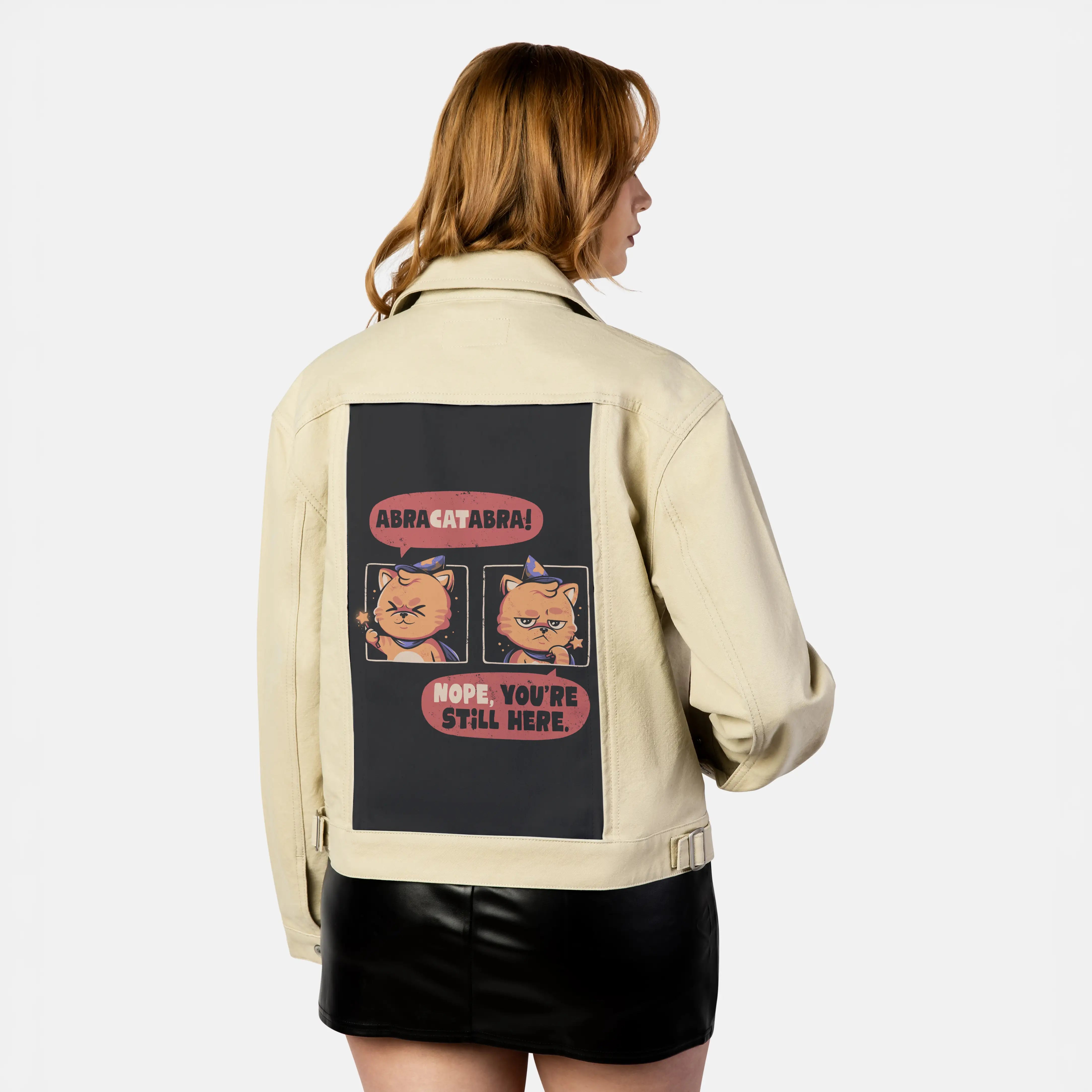 abracatabra patch on female atelier canvas jacket in tan