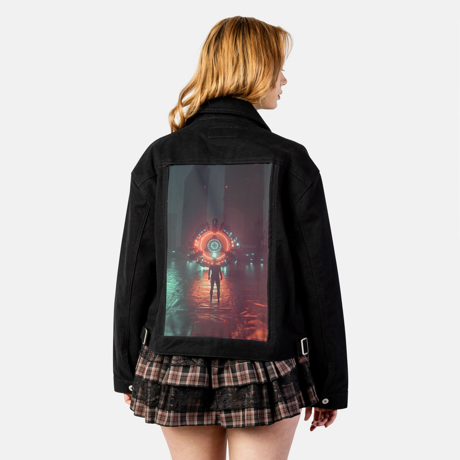 absolution patch on female atelier canvas jacket in nightfall
