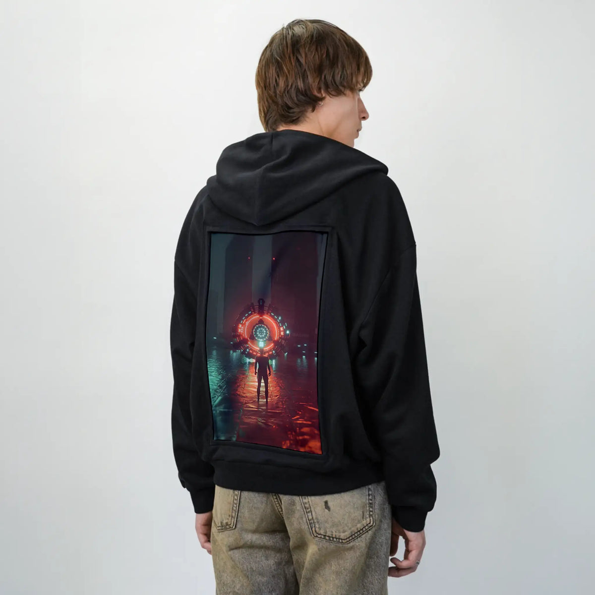 absolution patch on male essential zip hoodie in after hours