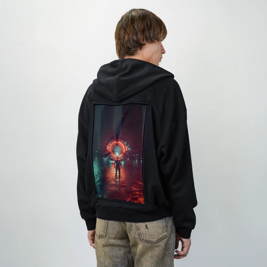 absolution patch on male essential zip hoodie in after hours
