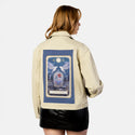 aceofwands patch on female atelier canvas jacket in tan