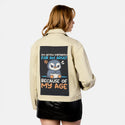 adultpenguin patch on female atelier canvas jacket in tan