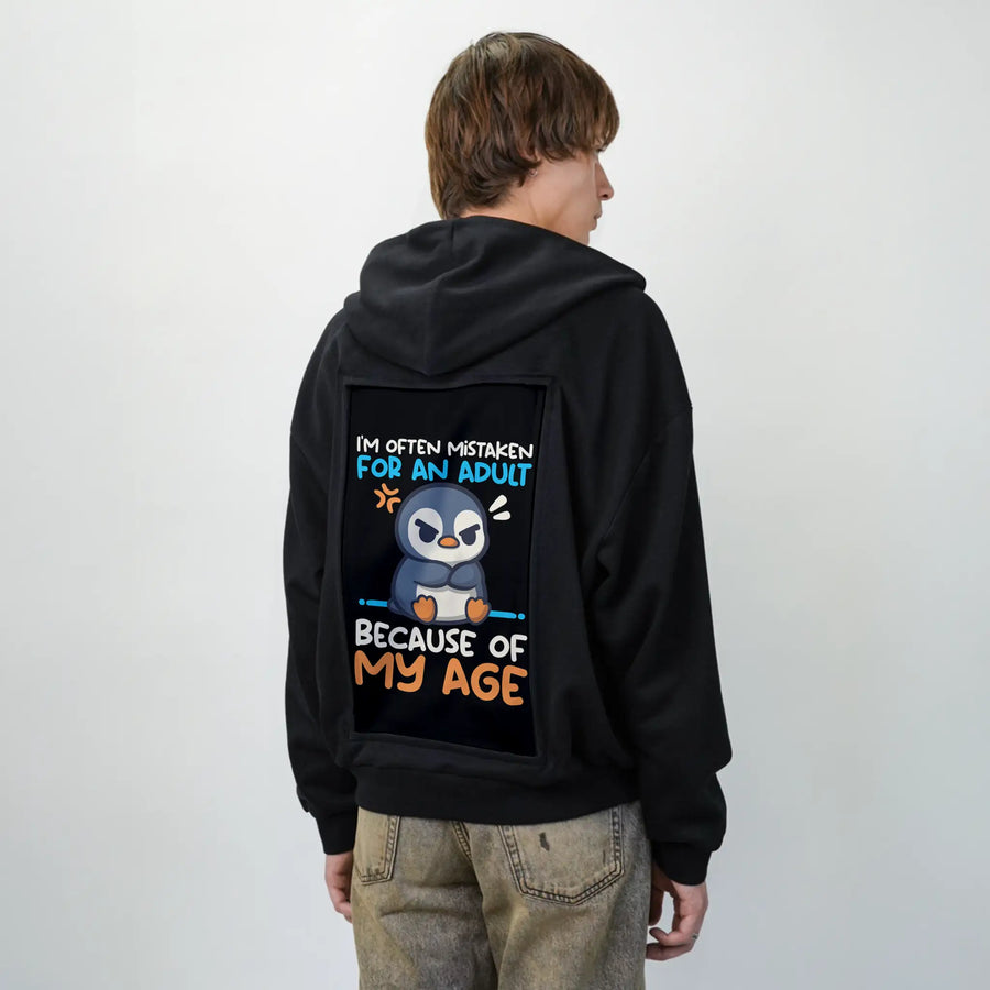adultpenguin patch on male essential zip hoodie in after hours