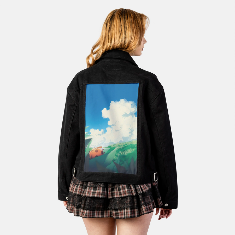 afternoon patch on female atelier canvas jacket in nightfall