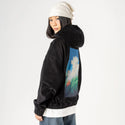 afternoon patch on female retro cord hoodie in onyx