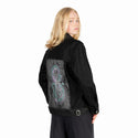 aheroesjourney patch on female og denim jacket in raven
