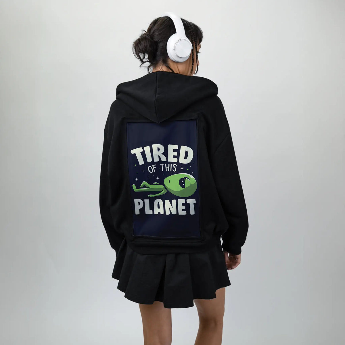 alienfeels patch on female essential zip hoodie in after hours