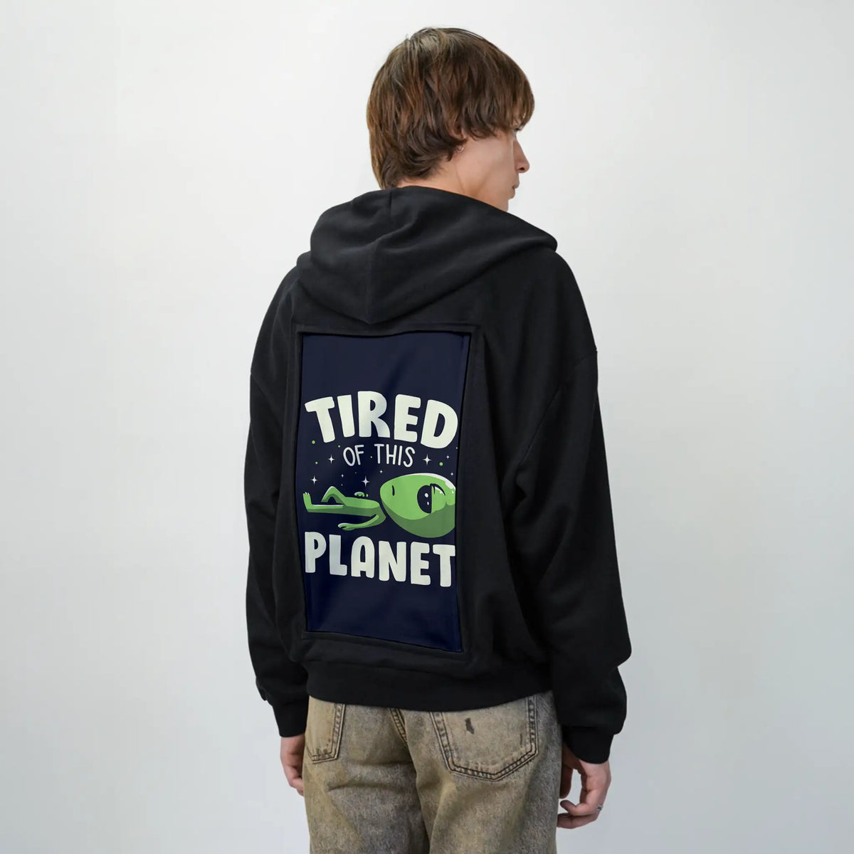 alienfeels patch on male essential zip hoodie in after hours