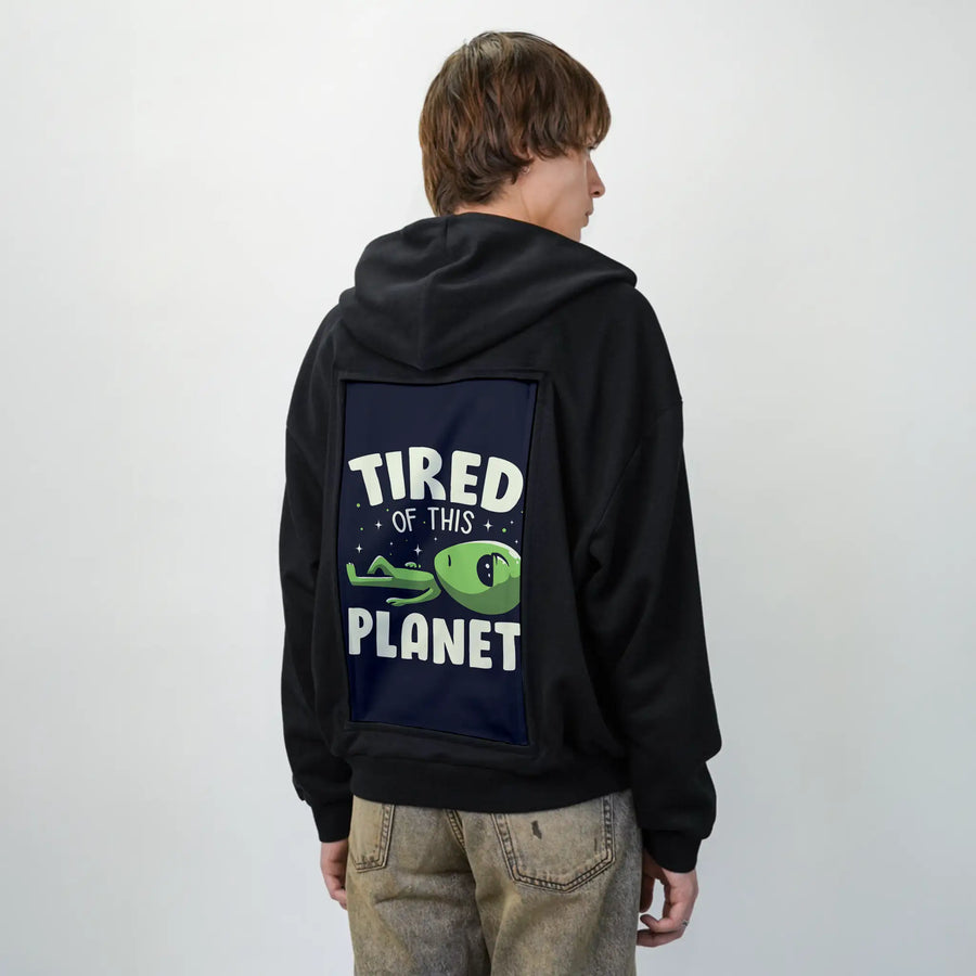 alienfeels patch on male essential zip hoodie in after hours