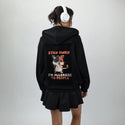 allergictopeople patch on female essential zip hoodie in after hours