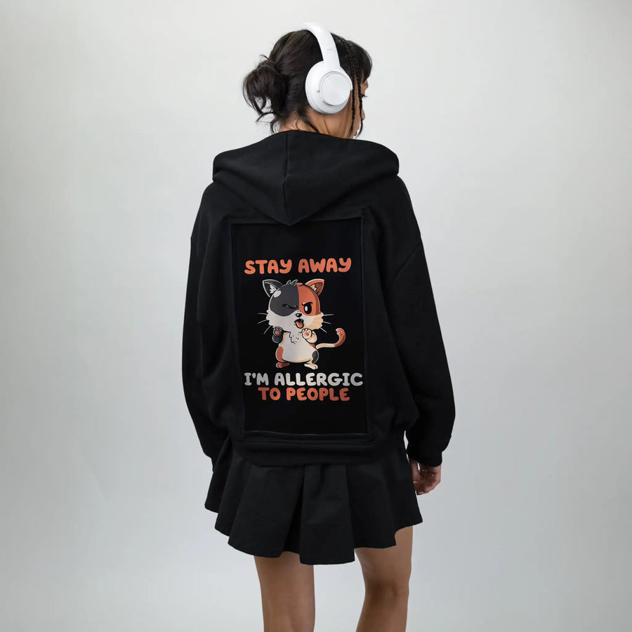 allergictopeople patch on female essential zip hoodie in after hours
