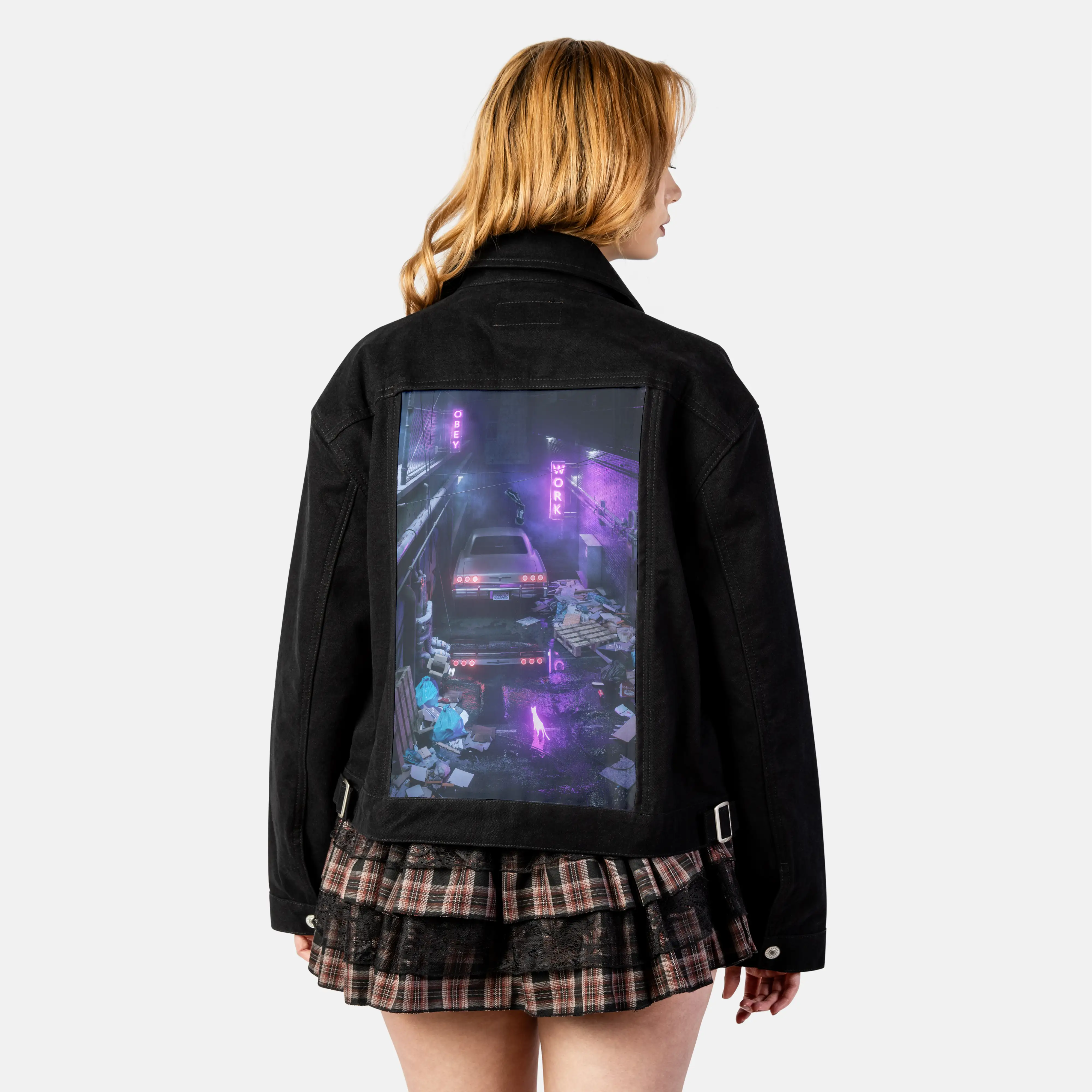 alleycat patch on female atelier canvas jacket in nightfall