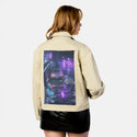 alleycat patch on female atelier canvas jacket in tan