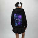 alleycat patch on female essential zip hoodie in after hours