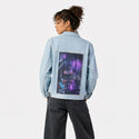 alleycat patch on female og denim jacket in oceanside
