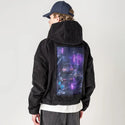 alleycat patch on male retro cord hoodie in onyx