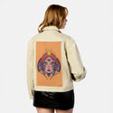 alleyesonme patch on female atelier canvas jacket in tan