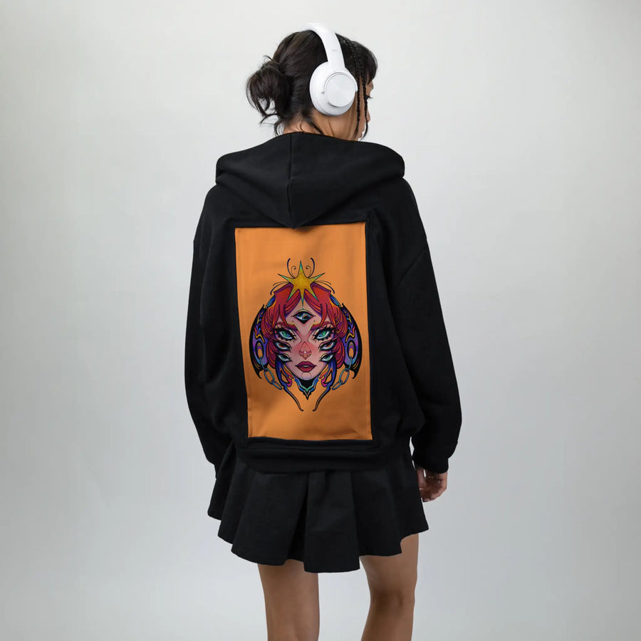 alleyesonme patch on female essential zip hoodie in after hours