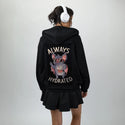 alwayshydrated patch on female essential zip hoodie in after hours