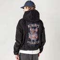 alwayshydrated patch on male retro cord hoodie in onyx