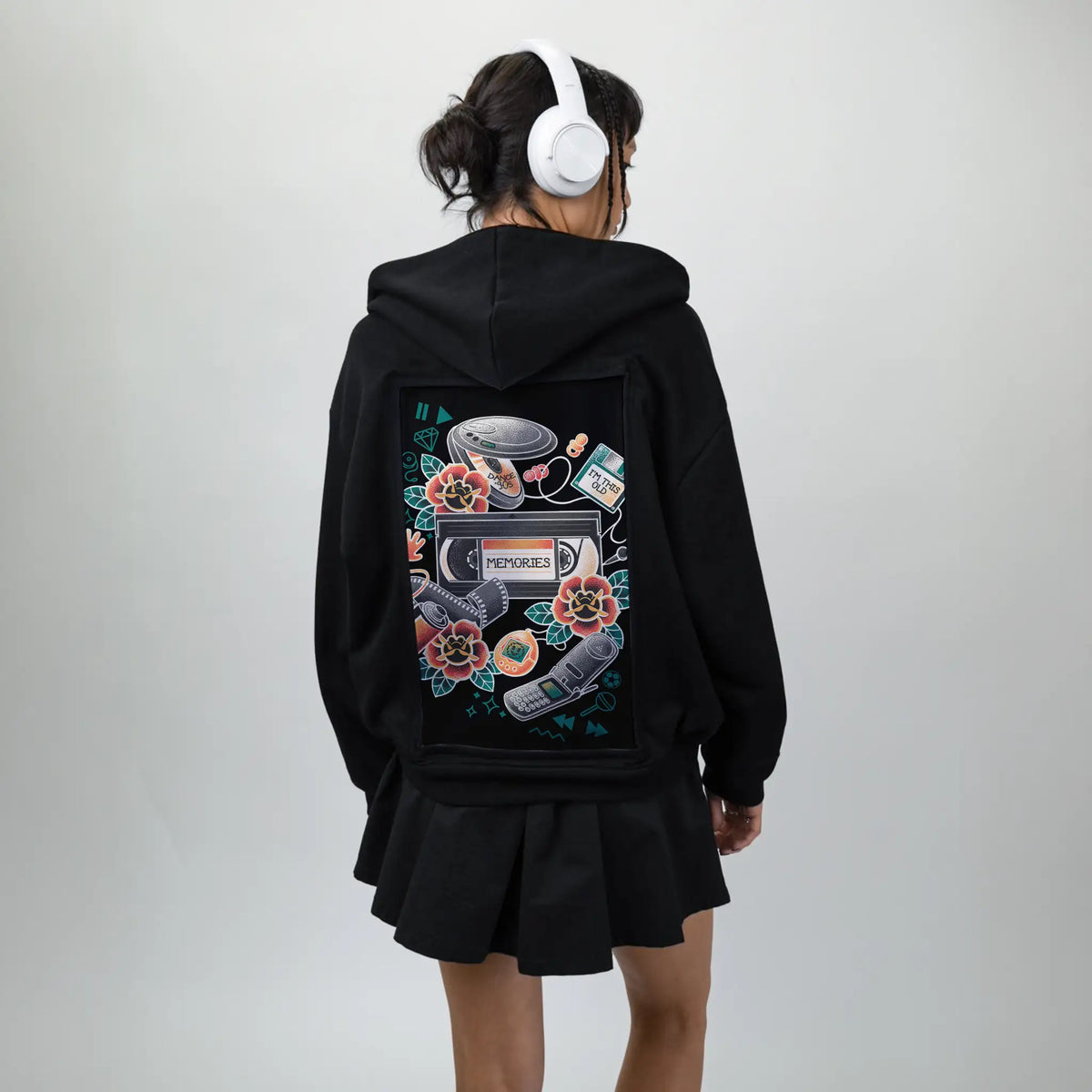 analogmemories patch on female essential zip hoodie in after hours