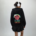 anappleaday patch on female essential zip hoodie in after hours