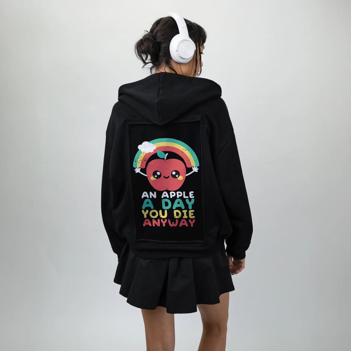 anappleaday patch on female essential zip hoodie in after hours