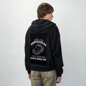 antisocialbear patch on male essential zip hoodie in after hours