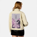 anxiety patch on female atelier canvas jacket in tan