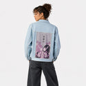 anxiety patch on female og denim jacket in oceanside