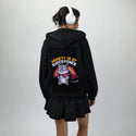 anxietysuperpower patch on female essential zip hoodie in after hours