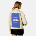 apparentlydramatic patch on female atelier canvas jacket in tan