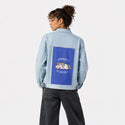 apparentlydramatic patch on female og denim jacket in oceanside
