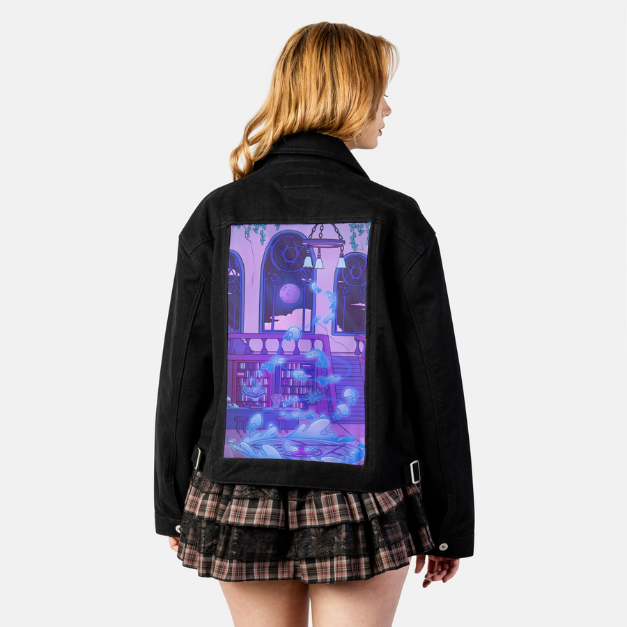 aquaticsummon patch on female atelier canvas jacket in nightfall