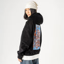 armor patch on female retro cord hoodie in onyx